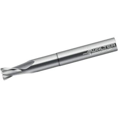 Walter-Prototyp - 4mm, 6mm LOC, 4mm Shank Diam, 50mm OAL, 2 Flute, Solid Carbide Square End Mill - Single End, Uncoated, Spiral Flute, 25° Helix, Centercutting, Right Hand Cut, Right Hand Flute - Exact Tool & Supply