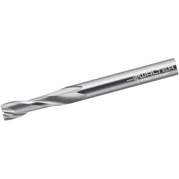 Walter-Prototyp - 8mm, 28mm LOC, 8mm Shank Diam, 80mm OAL, 2 Flute, Solid Carbide Square End Mill - Single End, Uncoated, Spiral Flute, 25° Helix, Centercutting, Right Hand Cut, Right Hand Flute - Exact Tool & Supply