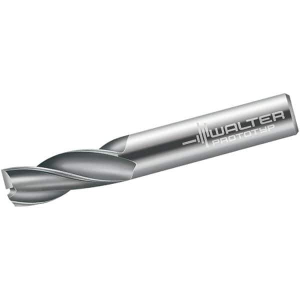 Walter-Prototyp - 1.1mm, 3mm LOC, 3mm Shank Diam, 38mm OAL, 3 Flute, Solid Carbide Square End Mill - Single End, Uncoated, Spiral Flute, 30° Helix, Centercutting, Right Hand Cut, Right Hand Flute - Exact Tool & Supply
