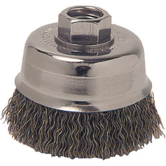 Vortec Pro 3″ Crimped Wire Cup Brush, .014″ Steel Fill, 1/2″-13 Arbor Hole - Exact Tool & Supply