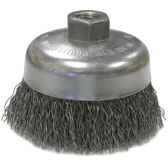 Vortec Pro 4″ Crimped Wire Cup Brush, .020″ Steel Fill, 5/8″-11 UNC Nut - Exact Tool & Supply