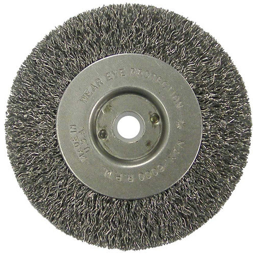 Vortec Pro 4″ Crimped Wire Wheel, .014″ Steel Fill, Narrow Face, 1/2″-3/8″ Arbor Hole - Exact Tool & Supply