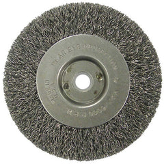Vortec Pro 4″ Crimped Wire Wheel, .014″ Steel Fill, Narrow Face, 1/2″-3/8″ Arbor Hole - Exact Tool & Supply