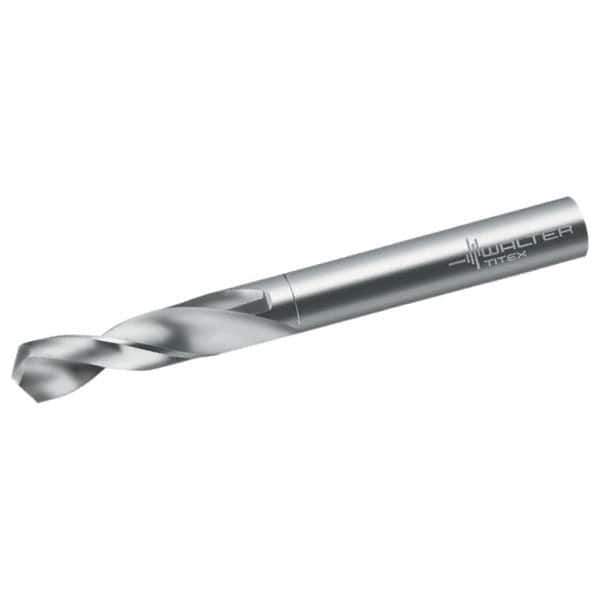 Walter-Titex - 1.6mm 118° Spiral Flute Solid Carbide Screw Machine Drill Bit - Bright Finish, Right Hand Cut, 10mm Flute Length, 34mm OAL, Four Facet Point, Straight Shank - Exact Tool & Supply