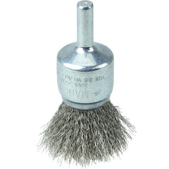 Vortec Pro 3/4″ Crimped Wire End Brush, .006″Stainless Steel Fill, 1/4″ Stem - Exact Tool & Supply