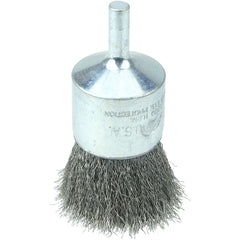 Vortec Pro 1″ Crimped Wire End Brush, .006″ Stainless Steel Fill, 1/4″ Stem - Exact Tool & Supply
