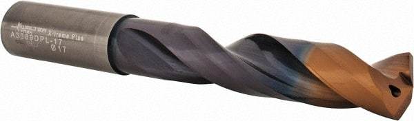 Walter-Titex - 17mm 140° Solid Carbide Jobber Drill - Double Coating Finish, Right Hand Cut, Spiral Flute, Straight Shank, 143mm OAL, X-treme Plus Point - Exact Tool & Supply