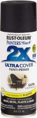 Rust-Oleum - Canyon Black, Satin, Enamel Spray Paint - 8 to 12 Sq Ft per Can, 12 oz Container - Exact Tool & Supply
