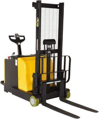 Vestil - 2,000 Lb Capacity, 62" Lift Height, Battery Powered Stacker - 2" Lowered Height, 36-1/4" Fork Length, 36" Overall Width - Exact Tool & Supply