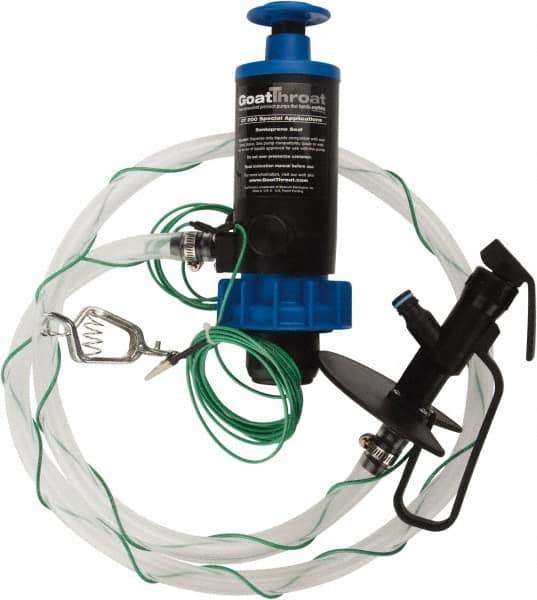 GoatThroat Pumps - 3/8" Outlet, 4 GPM, Polypropylene Hand Operated Transfer Pump - 56" OAL, For up to 55 Gal Drums, For Class I & II Flammable & Combustible Liquids - Exact Tool & Supply
