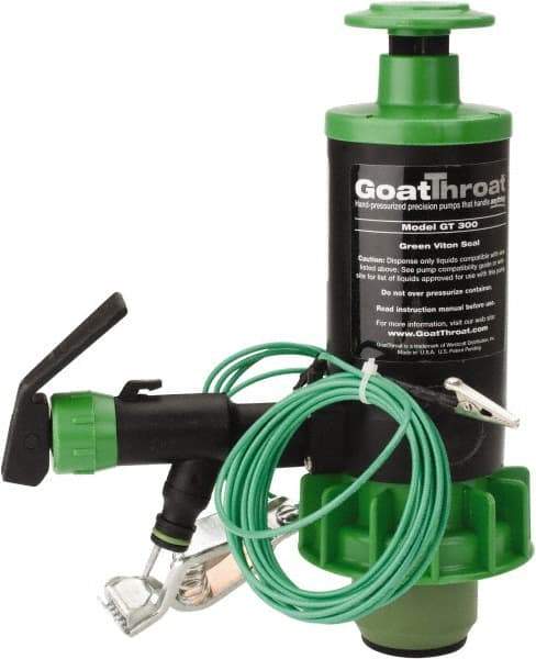 GoatThroat Pumps - 3/8" Outlet, 4 GPM, Polypropylene Hand Operated Transfer Pump - 56" OAL, For up to 55 Gal Drums, For Class I & II Flammable & Combustible Liquids - Exact Tool & Supply