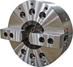 TMX - 2 Jaws, 6" Chuck Diam, Plain Back Mount, 1.811" Through Hole, Drawtube, Hydraulic Power Lathe Chuck - 0.5118" to 6.6535" Jaw Capacity, 6,000 RPM - Exact Tool & Supply