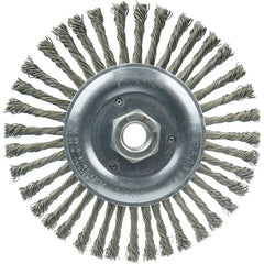 Vortec Pro 6″ Knot Wire Wheel, Stringer Bead Twist, .020″ Steel Fill, 5/8″-11 UNC Nut (Light Duty) - Exact Tool & Supply