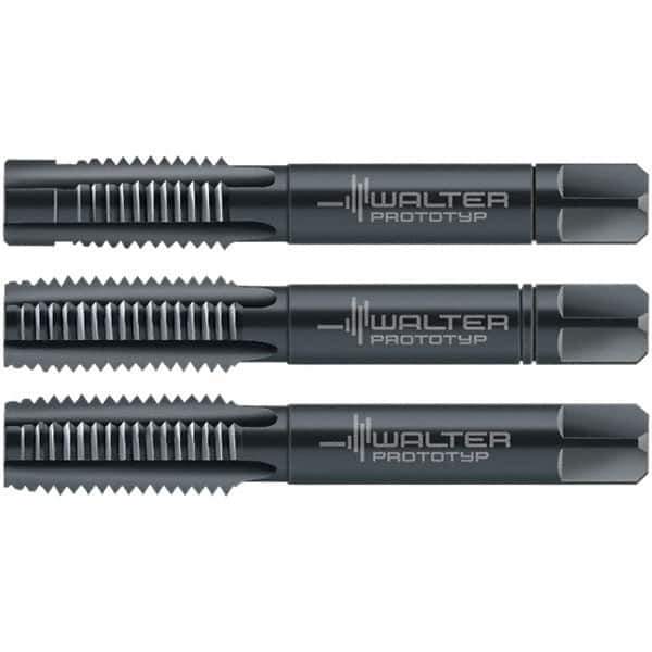 Walter-Prototyp - M4x0.70 Metric, 3 Flute, Modified Bottoming & Plug, Oxide Finish, Cobalt Tap Set - Right Hand Cut, 45mm OAL, 0.4331" Thread Length, 6HX Class of Fit, Series 30063 - Exact Tool & Supply