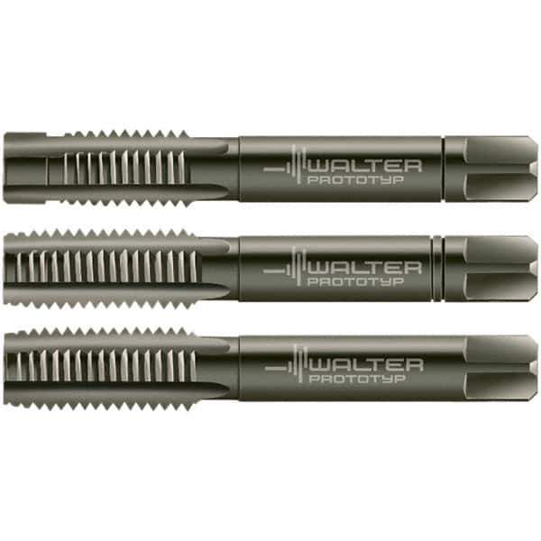 Walter-Prototyp - M5x0.80 Metric, 3 Flute, Modified Bottoming & Plug, Nitride/Oxide Finish, Cobalt Tap Set - Right Hand Cut, 50mm OAL, 0.5118" Thread Length, 6HX Class of Fit, Series 30016 - Exact Tool & Supply