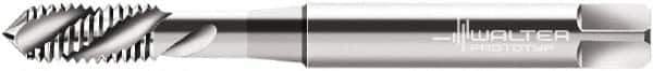 Walter-Prototyp - M3x0.50 Metric 3 Flute 6H Modified Bottoming Spiral Flute Tap - Cobalt, Bright Finish, 56mm OAL, Left Hand Flute, Left Hand Thread, Series P205198 - Exact Tool & Supply