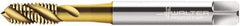Walter-Prototyp - M5x0.80 Metric 3 Flute 6G Modified Bottoming Spiral Flute Tap - Cobalt, TiN Finish, 70mm OAL, Right Hand Flute, Right Hand Thread, Series P2053905 - Exact Tool & Supply