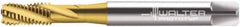Walter-Prototyp - M5x0.80 Metric 4 Flute 6HX Bottoming Spiral Flute Tap - Cobalt, TiN Finish, 70mm OAL, Right Hand Flute, Right Hand Thread, Series 2051315 - Exact Tool & Supply