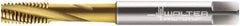 Walter-Prototyp - M6x1.00 Metric 3 Flute 6H Modified Bottoming Spiral Flute Tap - Cobalt, TiN Finish, 80mm OAL, Right Hand Flute, Right Hand Thread, Series 2041215 - Exact Tool & Supply