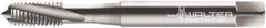 Walter-Prototyp - M5x0.50 Metric Fine 3 Flute 6H Modified Bottoming Spiral Flute Tap - Cobalt, Bright Finish, 70mm OAL, Right Hand Flute, Right Hand Thread, Series 21410 - Exact Tool & Supply