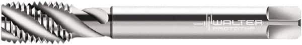 Walter-Prototyp - M8x1.00 Metric Fine, 3 Flute, 45° Helix, Modified Bottoming Chamfer, Bright Finish, Cobalt Spiral Flute STI Tap - Right Hand Flute, 3.5433" OAL, 0.2756" Shank Diam, 0.4724" Thread Length, 6H Class of Fit, Series P215599 - Exact Tool & Supply