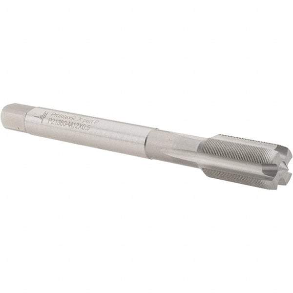 Walter-Prototyp - M12x0.50 Metric Fine, 4 Flute, Bright Finish, Cobalt Spiral Point Tap - Plug Chamfer, Right Hand Thread, 100mm OAL, 21mm Thread Length, 9mm Shank Diam, 6H Class of Fit, Series P21360 - Exact Tool & Supply
