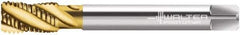 Walter-Prototyp - 1-11" BSPP, 5 Flutes, Modified Bottoming Chamfer, TiN Coated, Cobalt British Standard Pipe Tap - 0.9843" Shank Diam, 0.7874" Square Size, Series M2456305 - Exact Tool & Supply