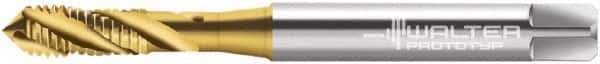 Walter-Prototyp - M6x0.50 Metric Fine 3 Flute 6HX Modified Bottoming Spiral Flute Tap - Cobalt, TiN Finish, 80mm OAL, Right Hand Flute, Right Hand Thread, Series M2151305 - Exact Tool & Supply