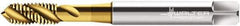 Walter-Prototyp - 3/8-24 UNF 3 Flute 2B Semi-Bottoming Spiral Flute Tap - High Speed Steel, TiN Finish, 100mm OAL, Right Hand Flute, Right Hand Thread, Series TC115 - Exact Tool & Supply
