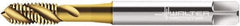 Walter-Prototyp - #10-32 UNF 3 Flute 2B Modified Bottoming Spiral Flute Tap - Cobalt, TiN Finish, 70mm OAL, Right Hand Flute, Right Hand Thread, Series P2351905 - Exact Tool & Supply