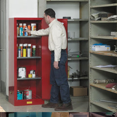 Justrite - 1 Door 3 Shelf 22 Gal Space Saver Safety Cabinet for Flammable Substances - Exact Tool & Supply