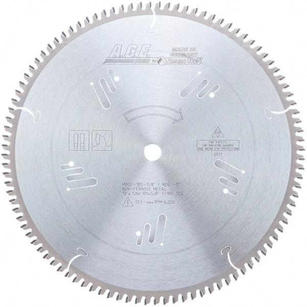 Amana Tool - 12" Diam, 5/8" Arbor Hole Diam, 100 Tooth Wet & Dry Cut Saw Blade - Carbide-Tipped, Clean Action, Standard Round Arbor - Exact Tool & Supply