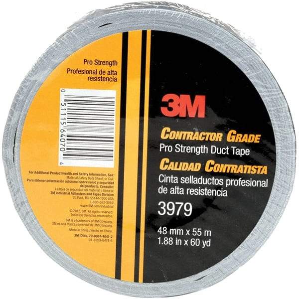 3M - 60 Yds Silver Duct Tape - 8 mil, Rubber Adhesive - Exact Tool & Supply