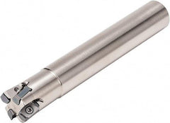 Kyocera - 19.05mm Cut Diam, 0.9906mm Max Depth, 3/4" Shank Diam, Cylindrical Shank Indexable High-Feed End Mill - Screw Holding Method, LOGU 030310ER-GM Insert, MFH Toolholder, Through Coolant - Exact Tool & Supply