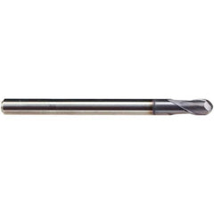 Emuge - 4mm Diam, 8mm LOC, 2 Flute Solid Carbide Ball End Mill - TiAlN Finish, Single End, 75mm OAL, 6mm Shank Diam, Ball Flute - Exact Tool & Supply