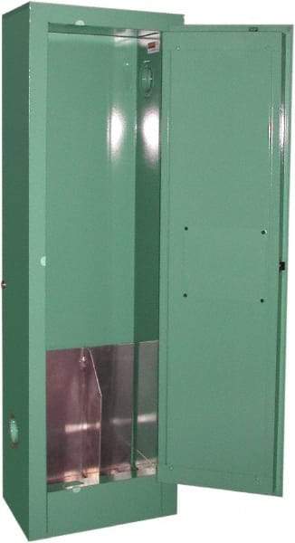 Securall Cabinets - 1 Door, Green Steel Standard Safety Cabinet for Flammable and Combustible Liquids - 44" High x 14" Wide x 9" Deep, Manual Closing Door, 3 Point Key Lock, D, E Cylinder Capacity - Exact Tool & Supply