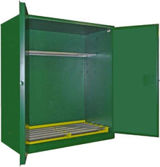 Securall Cabinets - 2 Door, 1 Shelf, Green Steel Standard Safety Cabinet for Flammable and Combustible Liquids - 67" High x 56" Wide x 31" Deep, Self Closing Door, 3 Point Key Lock, 120 Gal Capacity - Exact Tool & Supply