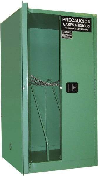 Securall Cabinets - 2 Door, Green Steel Standard Safety Cabinet for Flammable and Combustible Liquids - 65" High x 34" Wide x 34" Deep, Manual Closing Door, 3 Point Key Lock, H Cylinder Capacity - Exact Tool & Supply