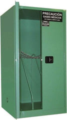 Securall Cabinets - 2 Door, Green Steel Standard Safety Cabinet for Flammable and Combustible Liquids - 65" High x 34" Wide x 34" Deep, Manual Closing Door, 3 Point Key Lock, H Cylinder Capacity - Exact Tool & Supply