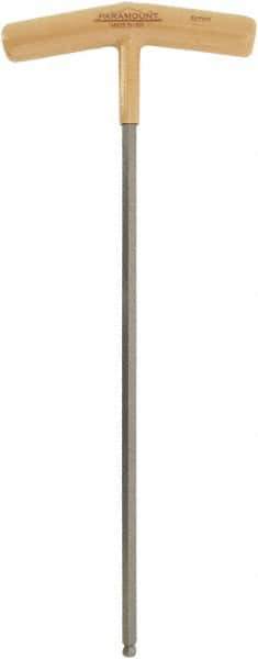 Paramount - 6mm Hex, T-Handle Cushion Grip, Ball End Hex Key - 10-1/2" OAL, Protanium High Torque Steel, Metric System of Measurement - Exact Tool & Supply