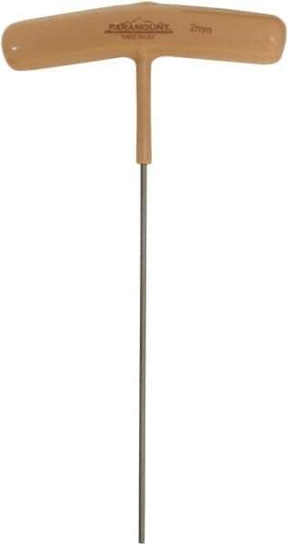 Paramount - 2mm Hex, T-Handle Cushion Grip, Hex Key - 5-29/32" OAL, Protanium High Torque Steel, Metric System of Measurement - Exact Tool & Supply