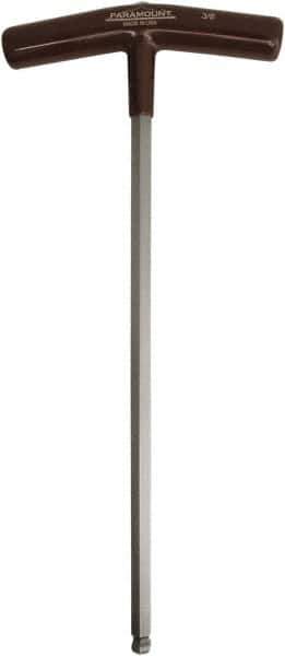 Paramount - 3/8" Hex, T-Handle Cushion Grip, Ball End Hex Key - 11-51/64" OAL, Protanium High Torque Steel, Inch System of Measurement - Exact Tool & Supply