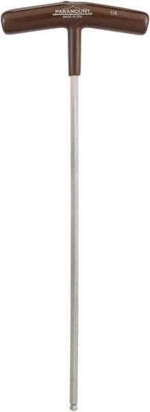 Paramount - 1/4" Hex, T-Handle Cushion Grip, Ball End Hex Key - 10-51/64" OAL, Protanium High Torque Steel, Inch System of Measurement - Exact Tool & Supply