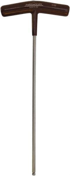 Paramount - 7/32" Hex, T-Handle Cushion Grip, Ball End Hex Key - 10-19/64" OAL, Protanium High Torque Steel, Inch System of Measurement - Exact Tool & Supply