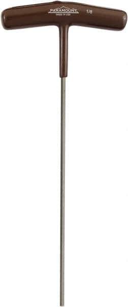 Paramount - 1/8" Hex, T-Handle Cushion Grip, Hex Key - 7-39/64" OAL, Protanium High Torque Steel, Inch System of Measurement - Exact Tool & Supply