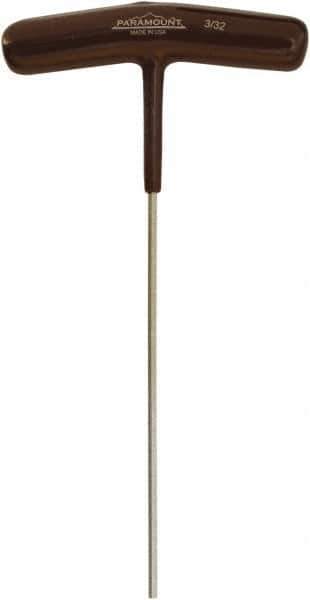 Paramount - 3/32" Hex, T-Handle Cushion Grip, Hex Key - 6-7/64" OAL, Protanium High Torque Steel, Inch System of Measurement - Exact Tool & Supply