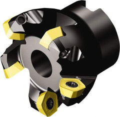 Sandvik Coromant - 48.3mm Cut Diam, 22mm Arbor Hole, 2mm Max Depth of Cut, 19° Indexable Chamfer & Angle Face Mill - 5 Inserts, 419R-1405 Insert, Right Hand Cut, Through Coolant, Series CoroMill 419 - Exact Tool & Supply