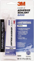 3M - 3 oz Tube White Polyurethane Marine Adhesive Sealant - 190°F Max Operating Temp, 48 hr Tack Free Dry Time - Exact Tool & Supply