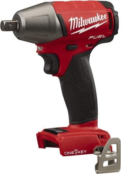 Milwaukee Tool - 1/2" Drive 18 Volt Pistol Grip Cordless Impact Wrench & Ratchet - 2,500 RPM, 0 to 3,200 BPM, 220 Ft/Lb Torque, Lithium-Ion Batteries Not Included - Exact Tool & Supply