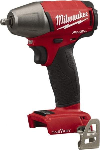 Milwaukee Tool - 3/8" Drive 18 Volt Pistol Grip Cordless Impact Wrench & Ratchet - 2,500 RPM, 0 to 3,200 BPM, 210 Ft/Lb Torque, Lithium-Ion Batteries Not Included - Exact Tool & Supply